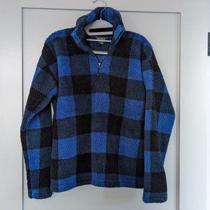 Eddie Bauer Buffalo Plaid Fast Fleece Plush 1/4-Zip | Size XS | Blue, Black